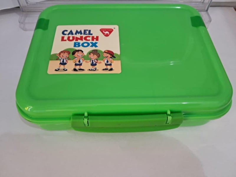 Camel Trade LUB002 Multicolored Divided Plastic Lunch Box, Compact Food Storage Solution for School, Work, and Travel-green