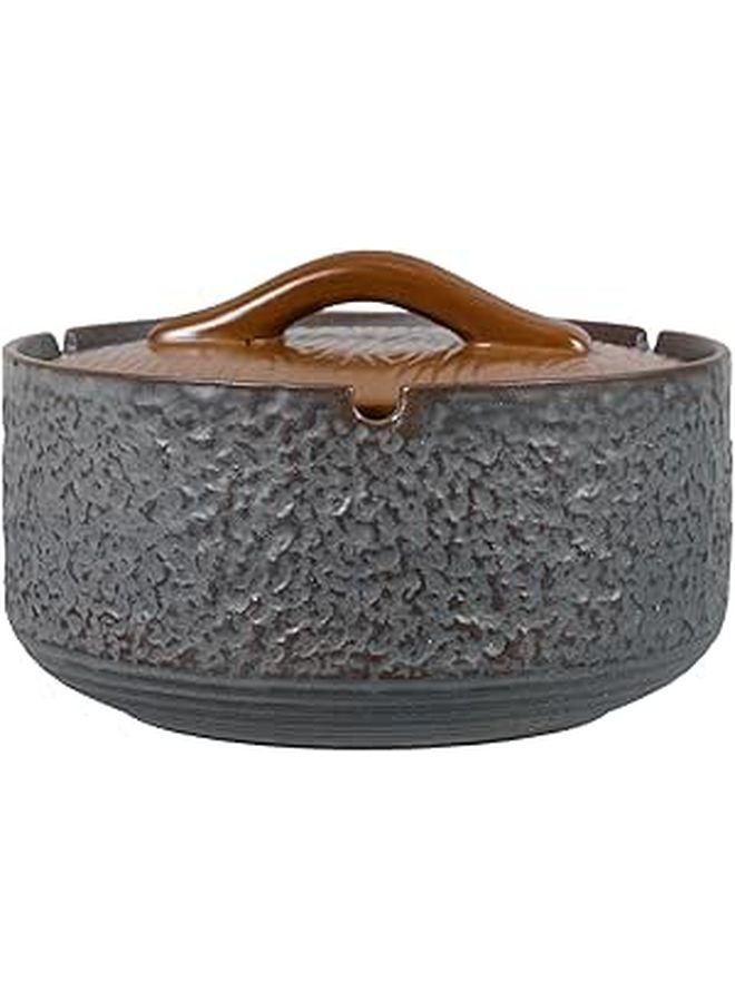 Vintage Ceramic Covered Ashtray Windproof Smoke Ash Holder with Lid Home Retro Patio - Image 1