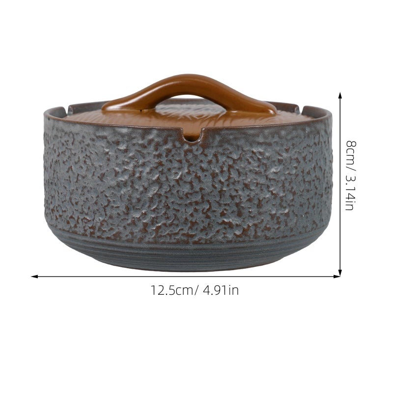 Vintage Ceramic Covered Ashtray Windproof Smoke Ash Holder with Lid Home Retro Patio - Image 3
