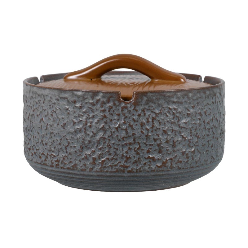Vintage Ceramic Covered Ashtray Windproof Smoke Ash Holder with Lid Home Retro Patio - Image 2