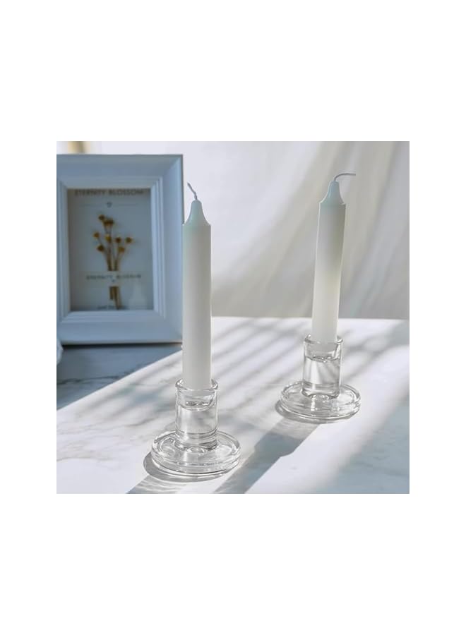 S-TOP 6pcs Clear Glass Candlestick Holders,Taper Candle Holders, Clear Candle Holders for Formal Events Wedding Festival Party Church Festival Decoratio (clear) - Image 4