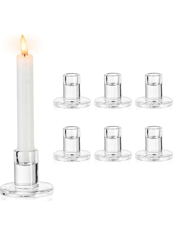 S-TOP 6pcs Clear Glass Candlestick Holders,Taper Candle Holders, Clear Candle Holders for Formal Events Wedding Festival Party Church Festival Decoratio (clear) - Image 1