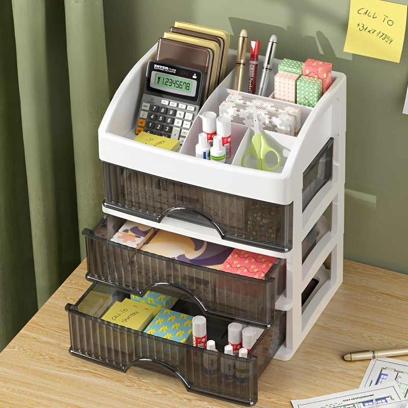 KREPS Countertop Makeup Organizer with Drawers Plastic Storage for Makeup Brush,Hair Accessories,Jewelry,Skincare Vanity Display Cases, Skin Care Products, Office Desk Organizer (2 Layer, Pink) - Image 4