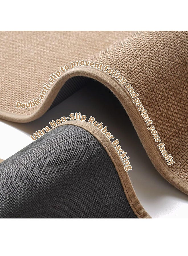 سجادة حمام، سجادة حمام مانعة للانزلاق، سجاد حمام، سجاد حمام رقيق للغاية مضفر بظهر مطاطي، سجادة حمام فائقة الامتصاص وسريعة الجفاف، سجادة أرضية للحمام تناسب أسفل الباب، قابلة للغسل في الغسالة، بيج 16 بوصة × 24 بوصة - Image 4