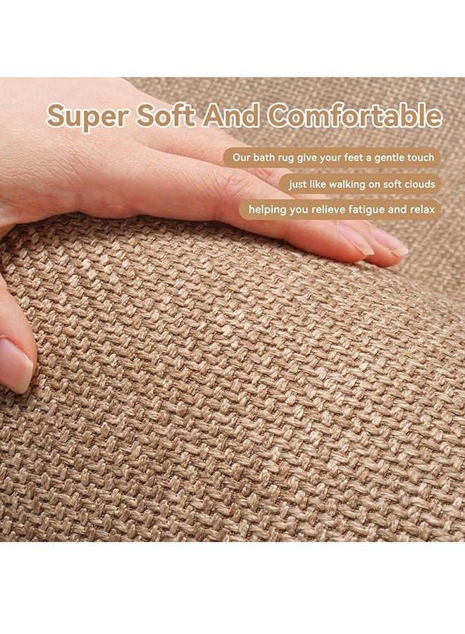 سجادة حمام، سجادة حمام مانعة للانزلاق، سجاد حمام، سجاد حمام رقيق للغاية مضفر بظهر مطاطي، سجادة حمام فائقة الامتصاص وسريعة الجفاف، سجادة أرضية للحمام تناسب أسفل الباب، قابلة للغسل في الغسالة، بيج 16 بوصة × 24 بوصة - Image 3