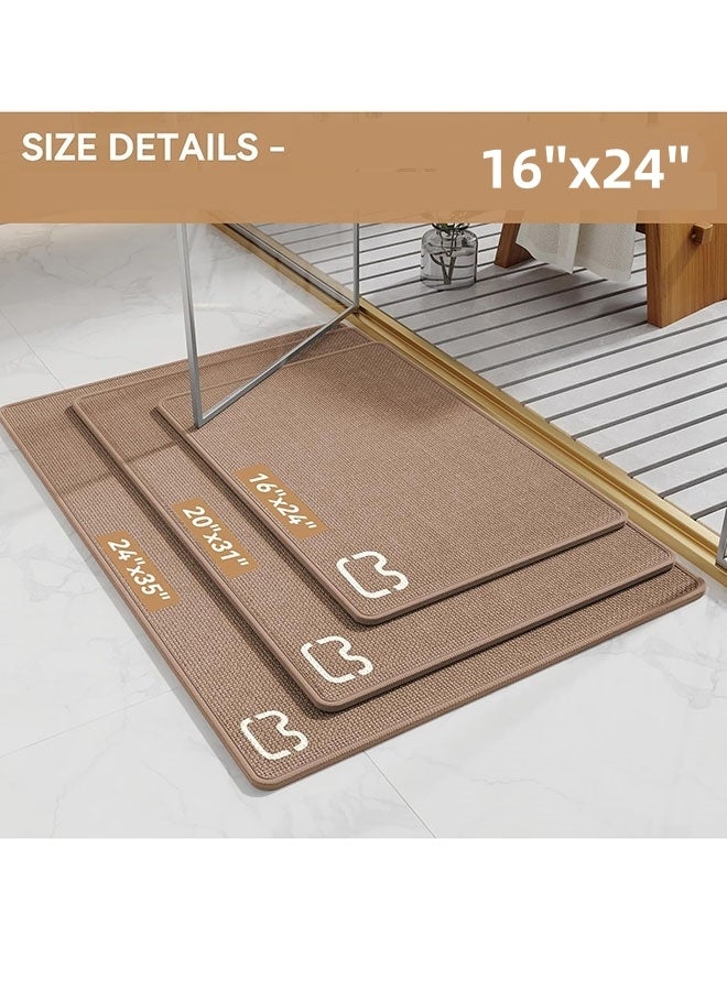سجادة حمام، سجادة حمام مانعة للانزلاق، سجاد حمام، سجاد حمام رقيق للغاية مضفر بظهر مطاطي، سجادة حمام فائقة الامتصاص وسريعة الجفاف، سجادة أرضية للحمام تناسب أسفل الباب، قابلة للغسل في الغسالة، بيج 16 بوصة × 24 بوصة - Image 2