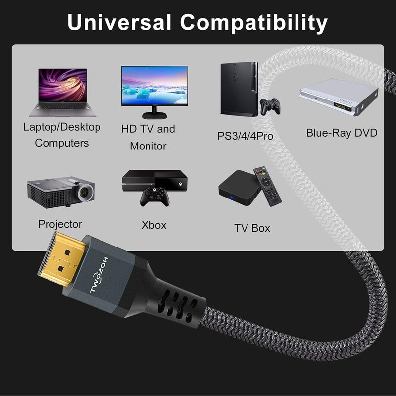 Twozoh 8K 4K HDMI Extension Cable, HDMI 2.1 Male to Female Cable, Nylon Braided HDMI Extender Cable Support 8K@60Hz 4K@120Hz 48gbps（1.5M） - Image 2
