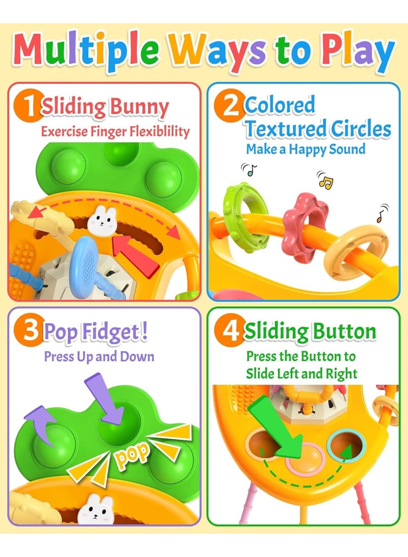 KASTWAVE Montessori Sensory Toys for Babies, Infant 6-12 Months Pull String Toy, Silicone Pull String Teething Toy, Baby Infant Fidget Travel Toys, Boys Girls Birthday Gifts (Carrot) - Image 3