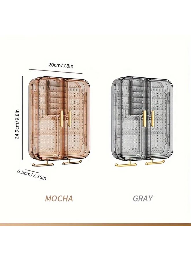 Transparent Pink Jewelry Organizer Rack Storage Box Wall Mounted For Earrings Necklace - Image 3