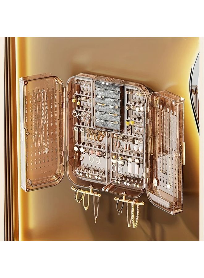 Transparent Pink Jewelry Organizer Rack Storage Box Wall Mounted For Earrings Necklace - Image 5