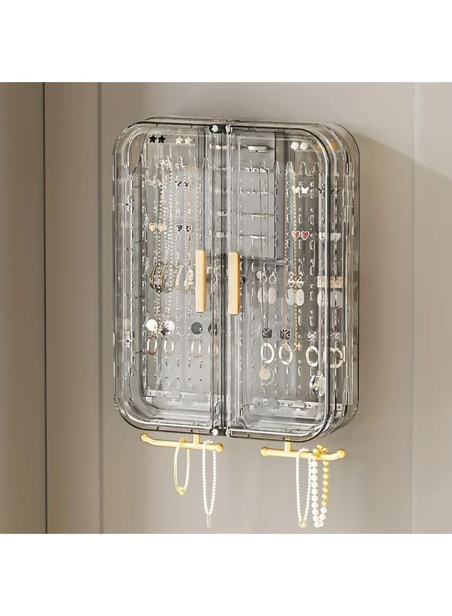 Transparent Pink Jewelry Organizer Rack Storage Box Wall Mounted For Earrings Necklace - Image 2
