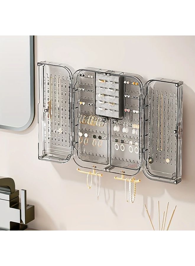 Transparent Pink Jewelry Organizer Rack Storage Box Wall Mounted For Earrings Necklace - Image 4