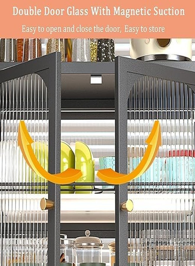 bosig® Kitchen Storage Rack Drain dishware Storage Rack Countertop Cutlery Storage Cabinet, Dish Drying Rack with Drawers and Drainage Board, Acrylic Cabinet Door 360° Dustproof for Storing Dishes - Image 3