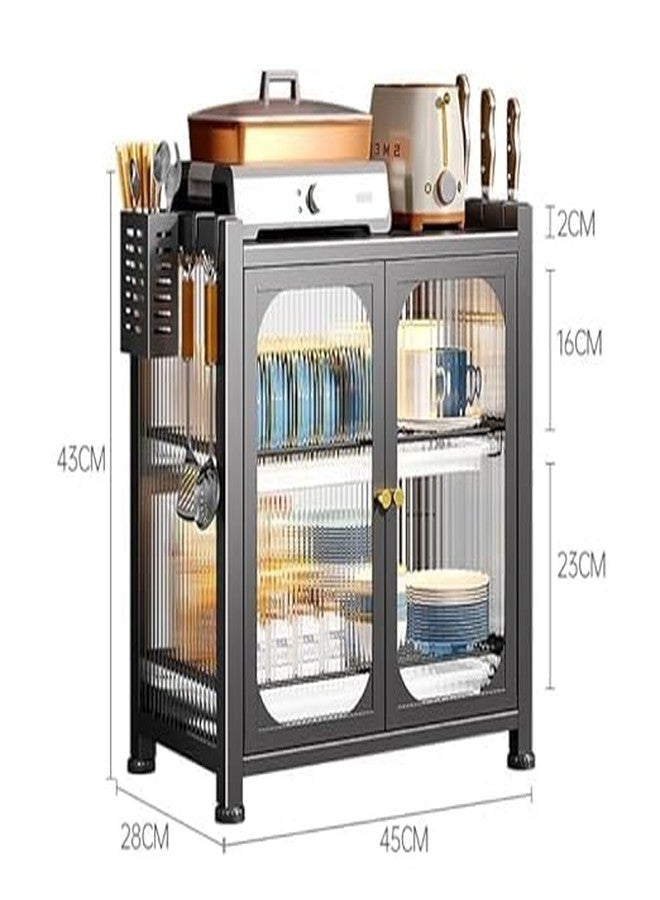 bosig® Kitchen Storage Rack Drain dishware Storage Rack Countertop Cutlery Storage Cabinet, Dish Drying Rack with Drawers and Drainage Board, Acrylic Cabinet Door 360° Dustproof for Storing Dishes - Image 5