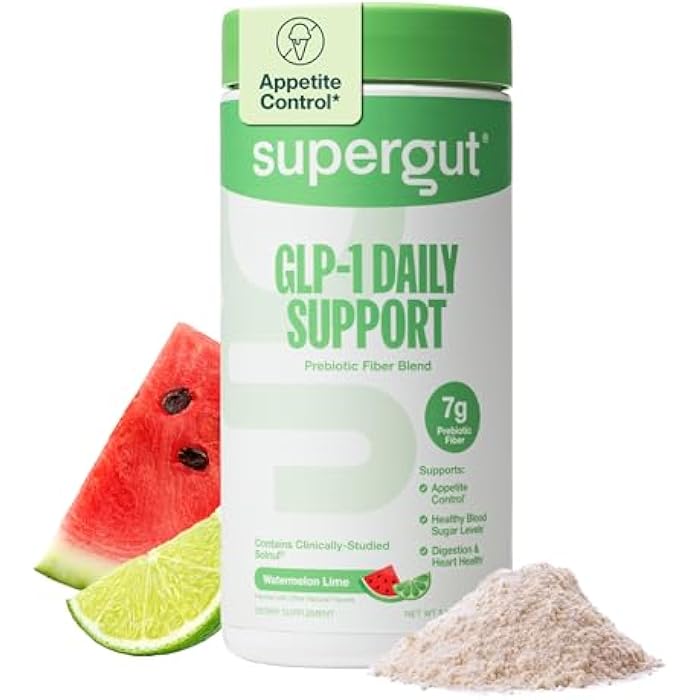 Supergut GLP1 Daily Support - Watermelon Lime - High Fiber GLP-1 Supplement Powder for Women & Men - Sugar-Free Drink Mix for Gut Health & Digestive Support (18 Servings) - Image 1