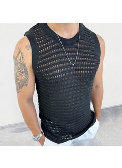 Generic 2024 Mens Sleeveless Knit Vest Black  - Image 4