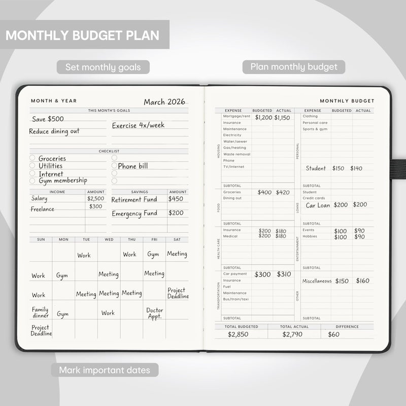 &And Per Se And Per Se Budget Planner, Monthly Budget Notebook with Expense Tracker, Undated Financial Planner & Bill Organizer Book - A5 Size, Hardcover (Black) - Image 3