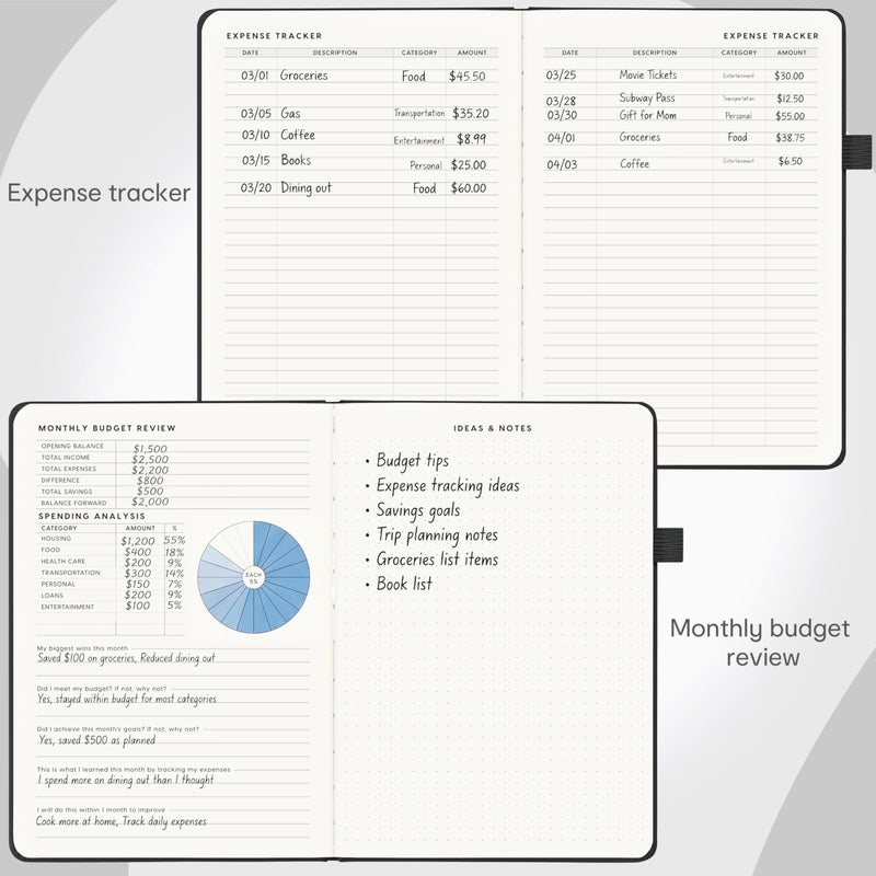 &And Per Se And Per Se Budget Planner, Monthly Budget Notebook with Expense Tracker, Undated Financial Planner & Bill Organizer Book - A5 Size, Hardcover (Black) - Image 4
