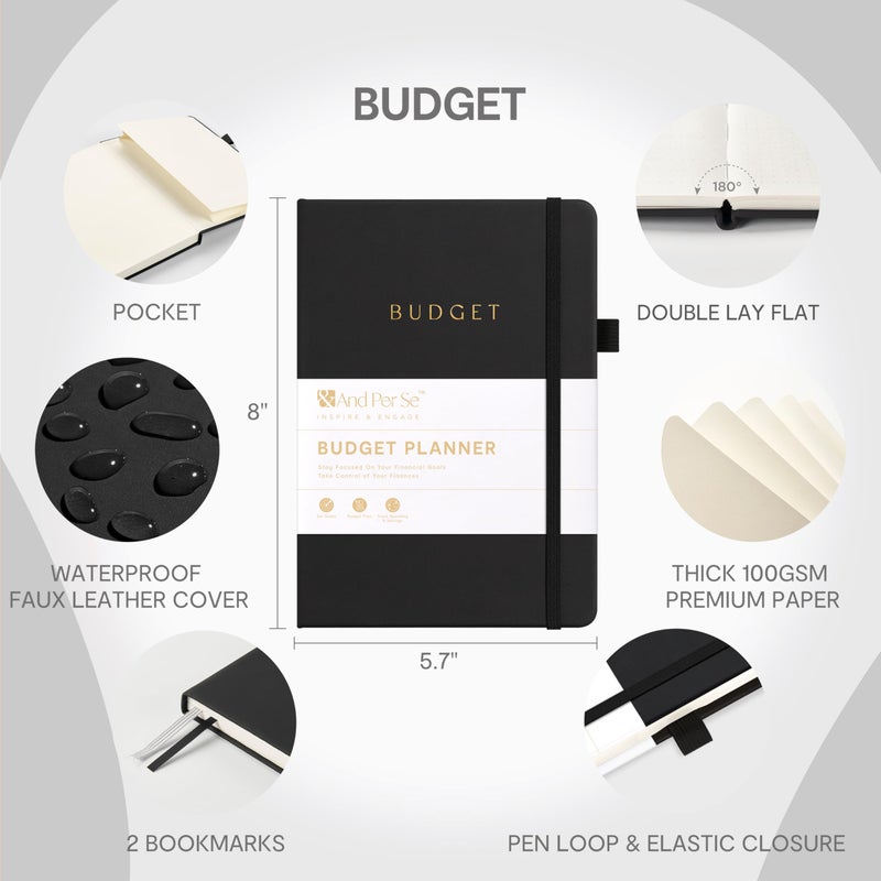 &And Per Se And Per Se Budget Planner, Monthly Budget Notebook with Expense Tracker, Undated Financial Planner & Bill Organizer Book - A5 Size, Hardcover (Black) - Image 2
