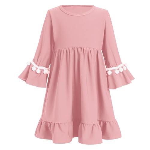 ODASDO Newborn Infant Baby Girl Prayer Dress, Muslim Clothes for Toddler Kids Long Sleeve Abaya with Hijab Two Piece Maxi Islamic Dress Set Kaftan Middle East Arabian Dubai Robe Ramadan Eid Dusty Pink 0-6M - Image 5