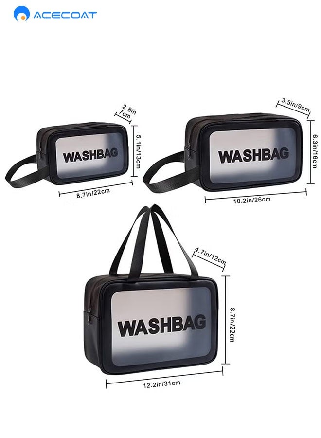 ACECOAT Cosmetic Bag,3 Pcs Toiletry Bag  Travel Bag Set for Toiletries, Portable Toiletry Bags for Traveling Women, Translucent Waterproof Make Up Bag for Travel and Bathroom (Black) - Image 5