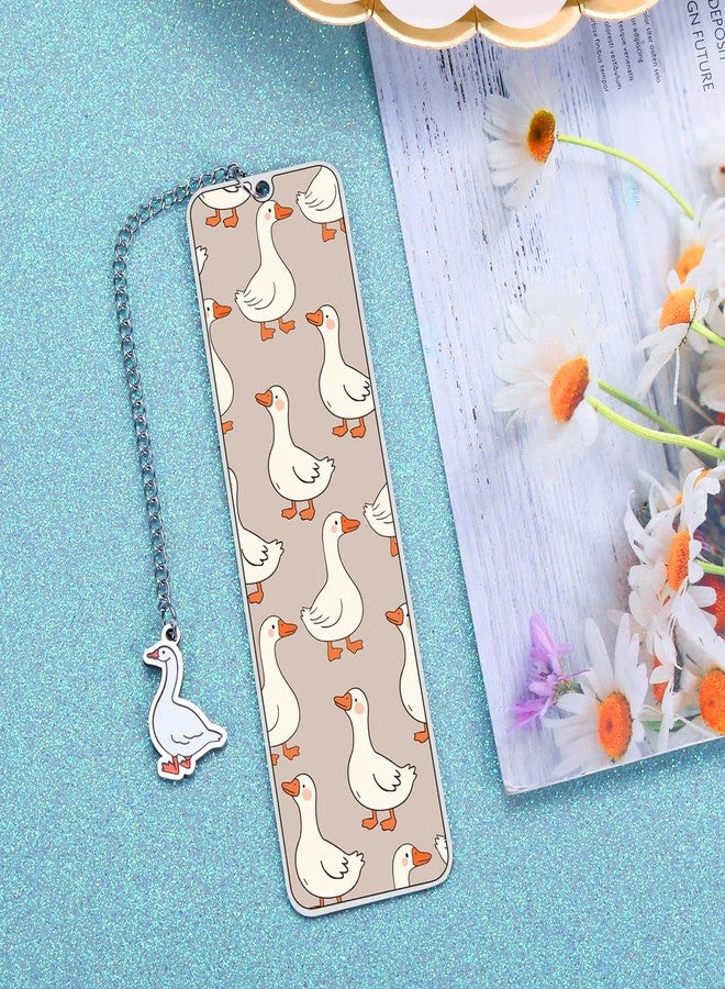 NUBARKO Funny Cute Bookmarks Book Marks for Reading Women Men Book Accessories for Reading Lovers Book Lovers Bookish Gifts for Women Readers Book Marker Reading Accessories Silly Metal Bookmarks Goose 2-Side - Image 3