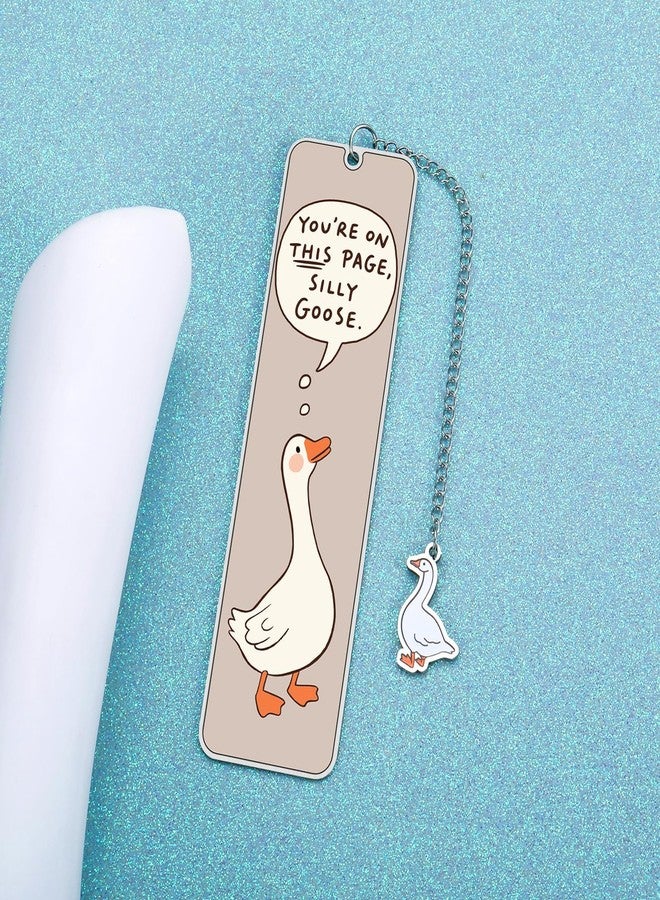 NUBARKO Funny Cute Bookmarks Book Marks for Reading Women Men Book Accessories for Reading Lovers Book Lovers Bookish Gifts for Women Readers Book Marker Reading Accessories Silly Metal Bookmarks Goose 2-Side - Image 2