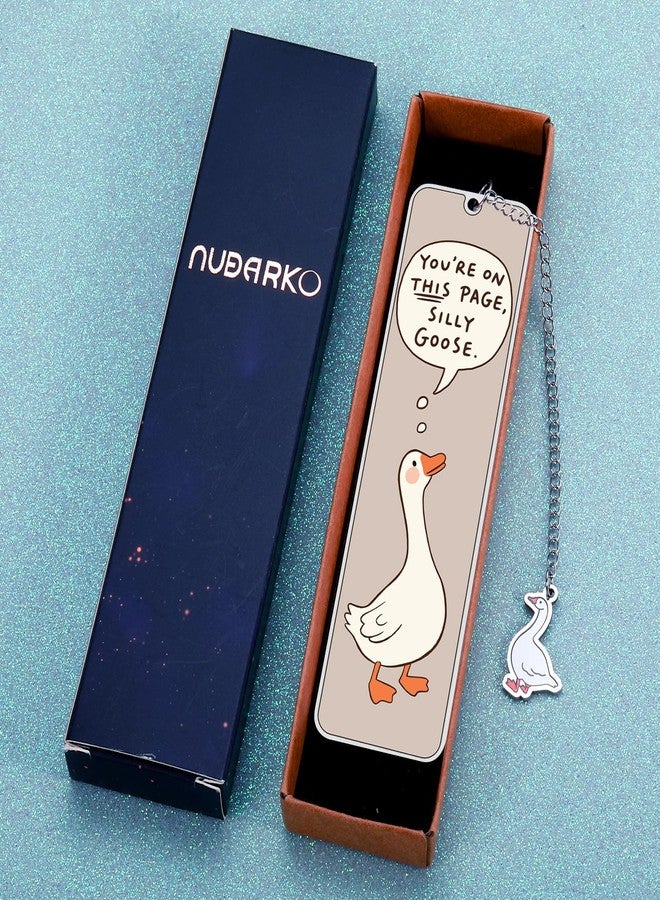 NUBARKO Funny Cute Bookmarks Book Marks for Reading Women Men Book Accessories for Reading Lovers Book Lovers Bookish Gifts for Women Readers Book Marker Reading Accessories Silly Metal Bookmarks Goose 2-Side - Image 4