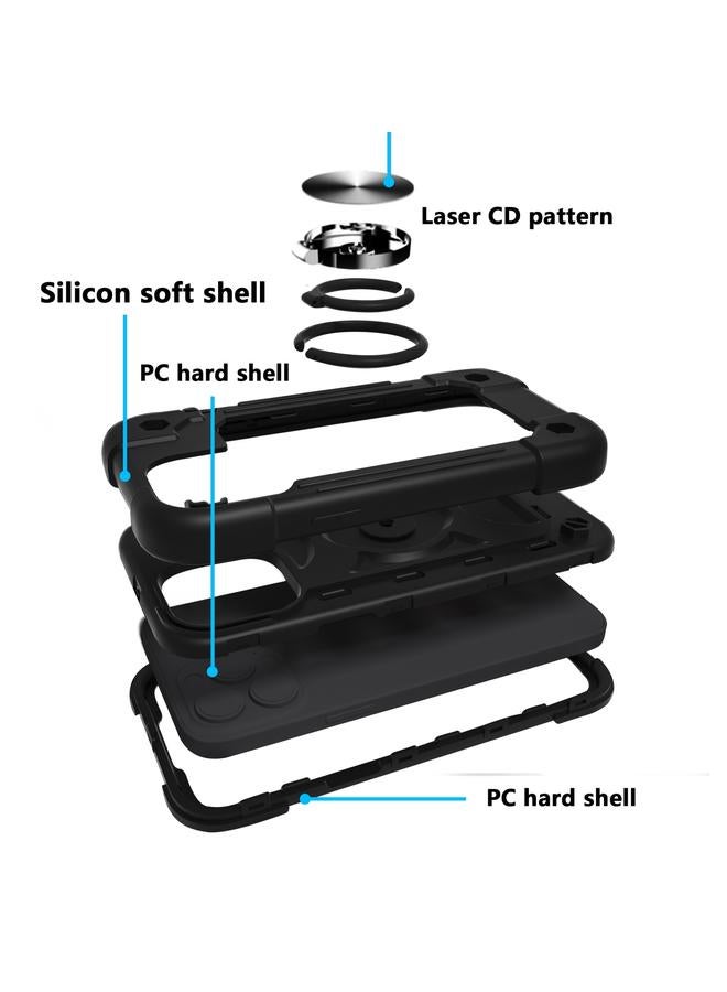 زبون جراب لهاتف iPhone 13 Pro مصنوع من السيليكون المقاوم للصدمات + جراب واقٍ من الكمبيوتر مع حامل مزدوج الحلقة - Image 3