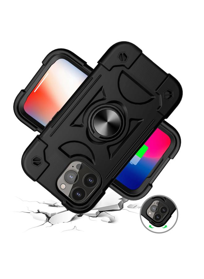 زبون جراب لهاتف iPhone 13 Pro مصنوع من السيليكون المقاوم للصدمات + جراب واقٍ من الكمبيوتر مع حامل مزدوج الحلقة - Image 4