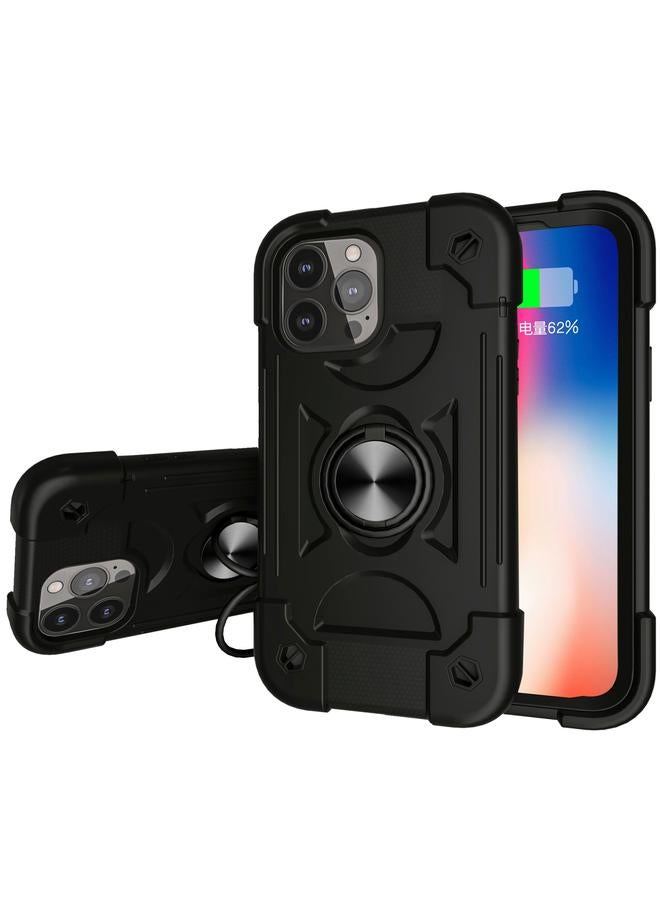 زبون جراب لهاتف iPhone 13 Pro مصنوع من السيليكون المقاوم للصدمات + جراب واقٍ من الكمبيوتر مع حامل مزدوج الحلقة - Image 1