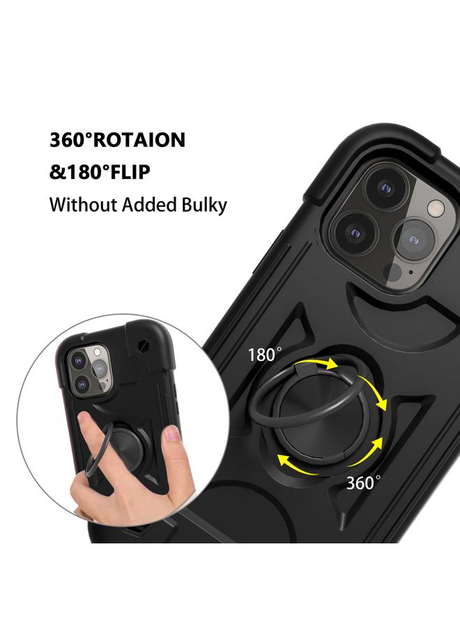 زبون جراب لهاتف iPhone 13 Pro مصنوع من السيليكون المقاوم للصدمات + جراب واقٍ من الكمبيوتر مع حامل مزدوج الحلقة - Image 5