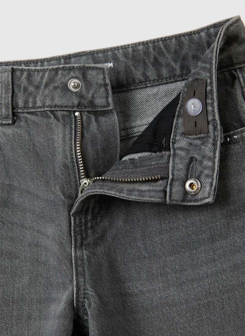 او في اس GIRLS' GREY WIDE LEG JEANS IN PURE COTTON