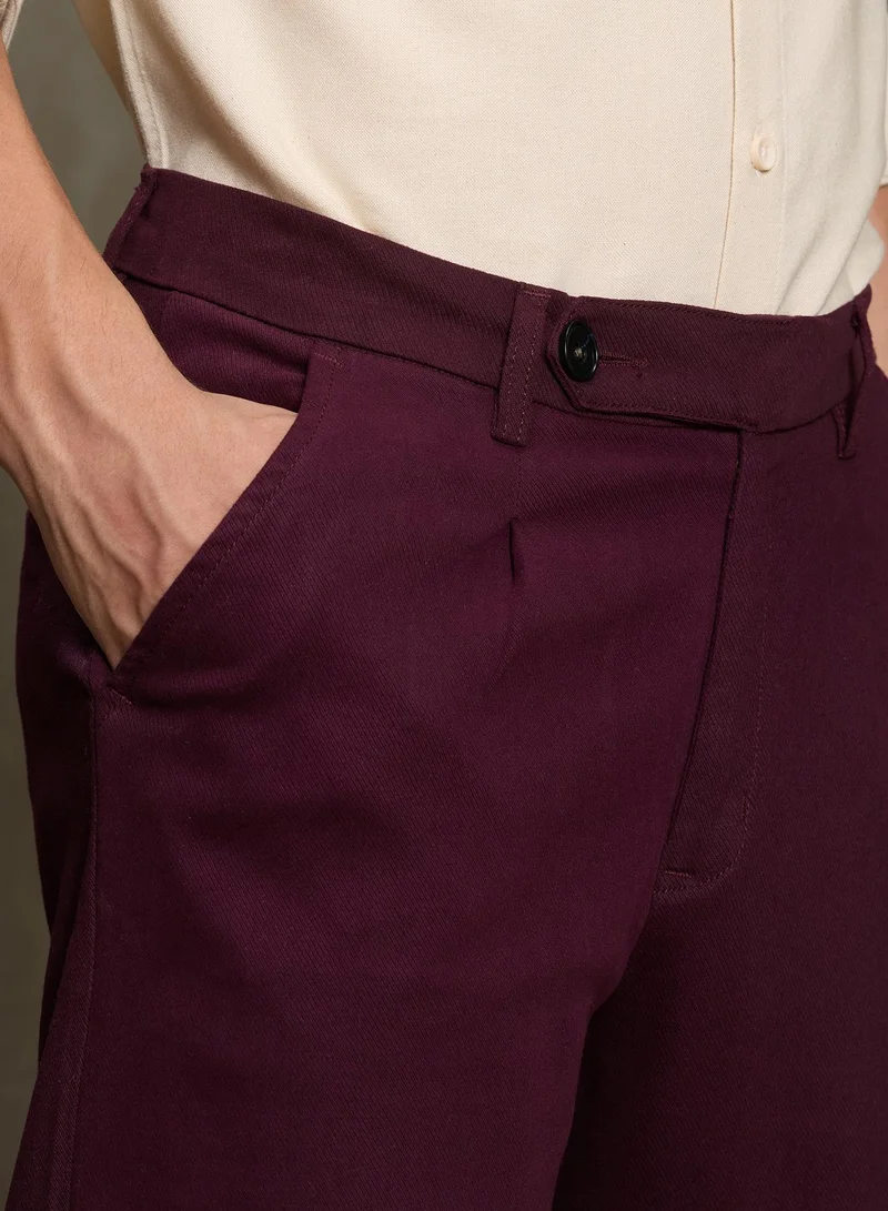 CAHOOT  Cahoot Men's Wine Straight Fit Trousers for Men | Best Price UAE