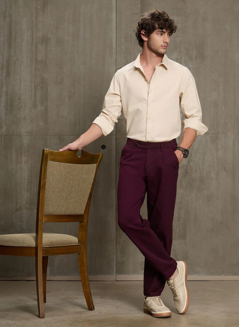 CAHOOT  Cahoot Men's Wine Straight Fit Trousers for Men | Best Price UAE