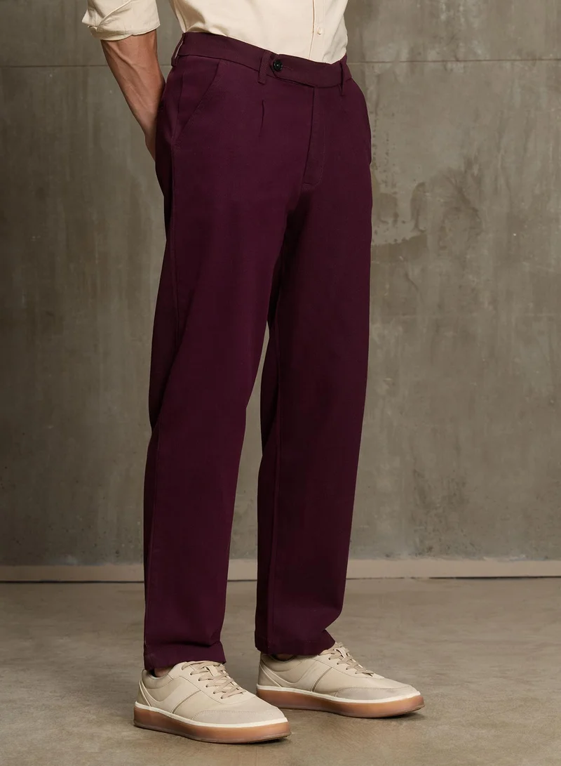 CAHOOT  Cahoot Men's Wine Straight Fit Trousers for Men | Best Price UAE