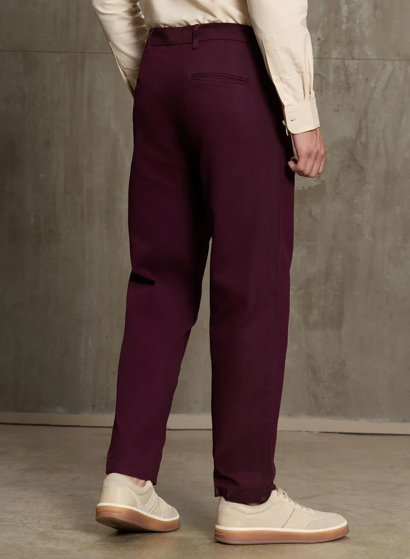 CAHOOT  Cahoot Men's Wine Straight Fit Trousers for Men | Best Price UAE