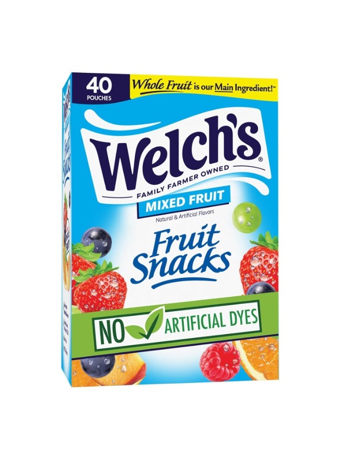 Welch's Fruit Snacks, Mixed Fruit, Gluten Free, Bulk Pack, Individual Single Serve Bags, 0.8 oz (Pack of 40) - Image 1