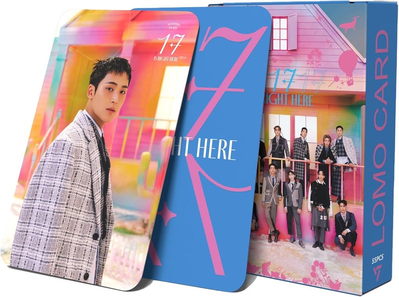 KPOPBP بطاقات صور Seventeen 2024 ألبوم جديد 17 هنا بطاقات صور 55 قطعة هدايا كيبوب لمشجعي كاروت - Image 1