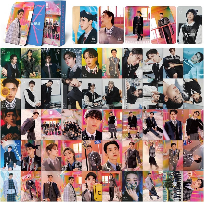 KPOPBP بطاقات صور Seventeen 2024 ألبوم جديد 17 هنا بطاقات صور 55 قطعة هدايا كيبوب لمشجعي كاروت - Image 2