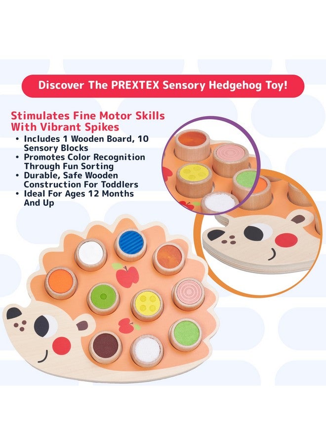 Prextex PREXTEX Sensory Hedgehog Toys for Toddlers - Montessori Color Sorting Toys - Includes 1 Wooden Board and 10 Colored Sensory Blocks - for Ages 12 Months and Up - Educational Toy - 1.5x12.9x10.7 in  - Image 4