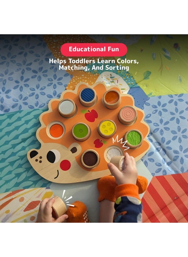 Prextex PREXTEX Sensory Hedgehog Toys for Toddlers - Montessori Color Sorting Toys - Includes 1 Wooden Board and 10 Colored Sensory Blocks - for Ages 12 Months and Up - Educational Toy - 1.5x12.9x10.7 in  - Image 2