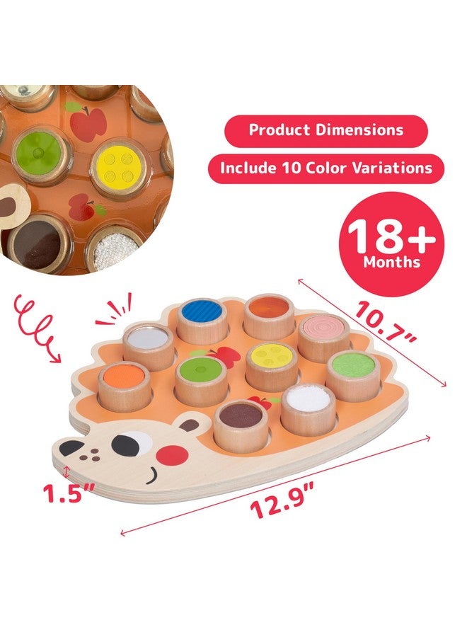 Prextex PREXTEX Sensory Hedgehog Toys for Toddlers - Montessori Color Sorting Toys - Includes 1 Wooden Board and 10 Colored Sensory Blocks - for Ages 12 Months and Up - Educational Toy - 1.5x12.9x10.7 in  - Image 3