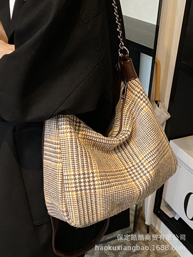 Casual Commuting Large Capacity Woolen Women'S Bag All-Match Chain Shoulder Crossbody Bag Tote Bag - Image 4