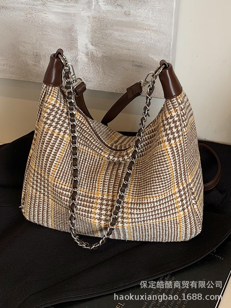 Casual Commuting Large Capacity Woolen Women'S Bag All-Match Chain Shoulder Crossbody Bag Tote Bag - Image 3
