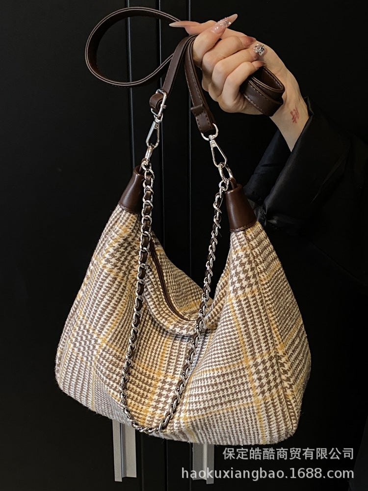 Casual Commuting Large Capacity Woolen Women'S Bag All-Match Chain Shoulder Crossbody Bag Tote Bag - Image 5