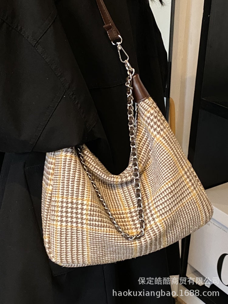 Casual Commuting Large Capacity Woolen Women'S Bag All-Match Chain Shoulder Crossbody Bag Tote Bag - Image 2