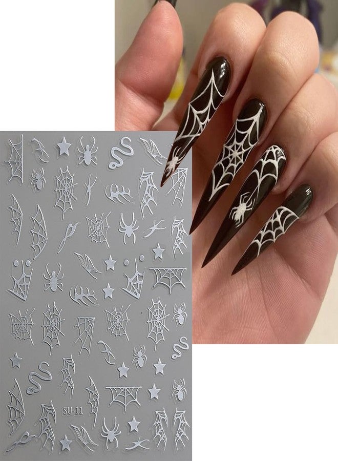 BYJKYEN Halloween Nail Stickers for Nail Art, 6 Sheets Halloween Spider Web Spider Skull Snake Star Nail Decals Design Holiday Day of The Dead Nail Art Stickers for DIY Acrylic Nail Decoration Accessories - Image 5