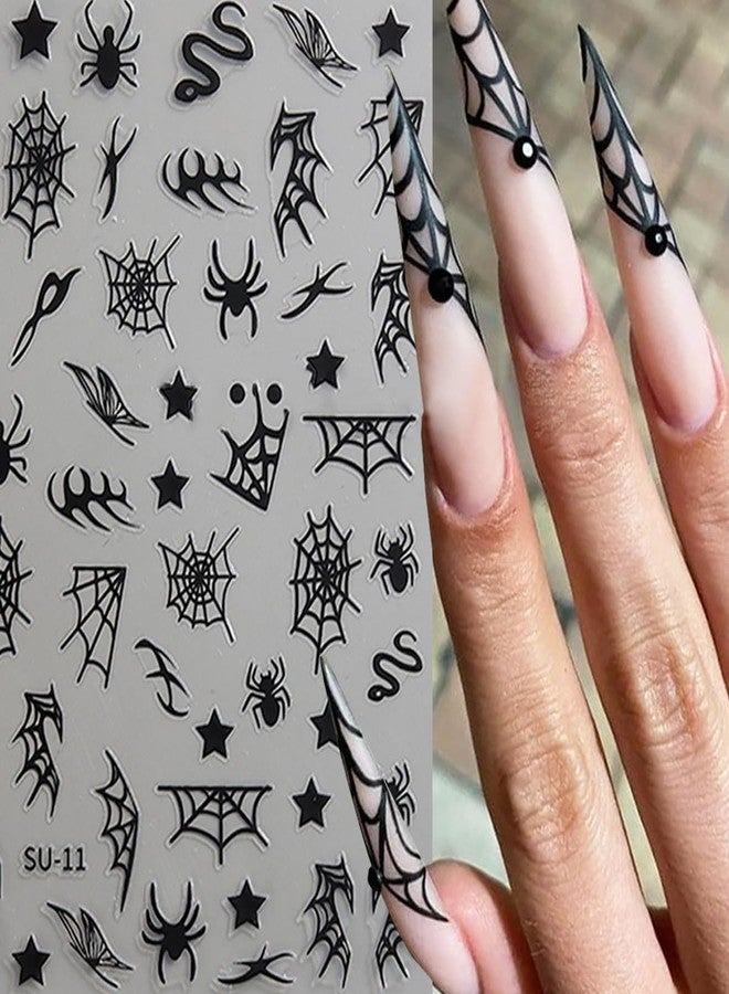 BYJKYEN Halloween Nail Stickers for Nail Art, 6 Sheets Halloween Spider Web Spider Skull Snake Star Nail Decals Design Holiday Day of The Dead Nail Art Stickers for DIY Acrylic Nail Decoration Accessories - Image 3