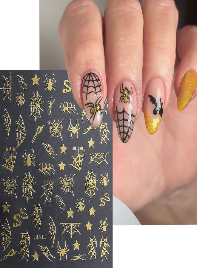 BYJKYEN Halloween Nail Stickers for Nail Art, 6 Sheets Halloween Spider Web Spider Skull Snake Star Nail Decals Design Holiday Day of The Dead Nail Art Stickers for DIY Acrylic Nail Decoration Accessories - Image 4